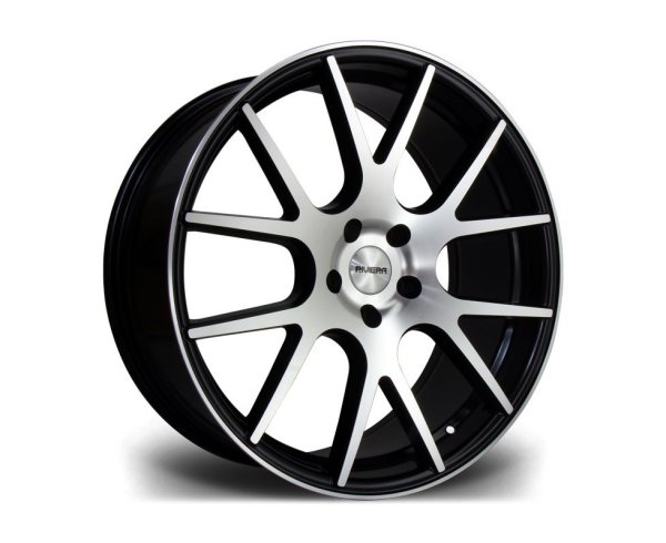 NEW 20 INCH RIVIERA RV185 ALLOY WHEELS IN MATT BLACK WITH POLISHED FACE AND DEEPER CONCAVE 9.5" REARS 5x120