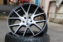 NEW 20 INCH RIVIERA RV185 ALLOY WHEELS IN MATT BLACK WITH POLISHED FACE AND DEEPER CONCAVE 9.5" REARS 5x120