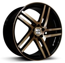 NEW 20 INCH RIVIERA TWIST ALLOY WHEELS IN BLACK WITH POLISHED FACE AND BRONZE TINTED LACQURE, DEEPER CONCAVE 9.5″ REARS 5x120