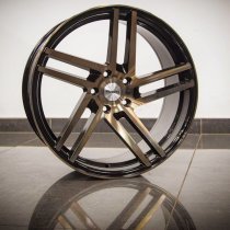 NEW 20 INCH RIVIERA TWIST ALLOY WHEELS IN BLACK WITH POLISHED FACE AND BRONZE TINTED LACQURE, DEEPER CONCAVE 9.5" REARS 5x120