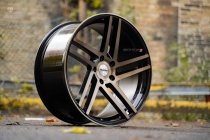 NEW 20 INCH RIVIERA TWIST ALLOY WHEELS IN BLACK WITH POLISHED FACE AND BRONZE TINTED LACQURE, DEEPER CONCAVE 9.5" REARS 5x120