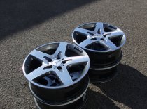 USED 18 INCH GENUINE MERCEDES AMG 5 SPOKE ALLOY WHEELS WITH GUNMETAL WITH POLISHED FACE A C CLASS 5x112