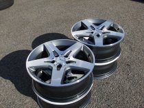 USED 18 INCH GENUINE MERCEDES AMG 5 SPOKE ALLOY WHEELS WITH GUNMETAL WITH POLISHED FACE A C CLASS 5x112