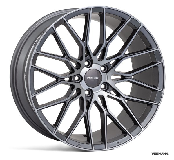 NEW 18" VEEMANN V-FS34 ALLOY WHEELS IN GRAPHITE SMOKE MACHINED WITH DEEPER CONCAVE 9" REARS