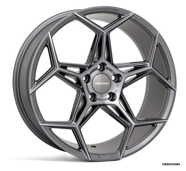 NEW 18" VEEMANN V-FS40 ALLOY WHEELS IN GRAPHITE SMOKE MACHINED, DEEPER CONCAVE 9" REARS ALL ROUND