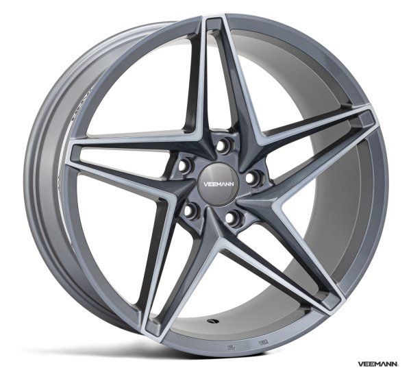 NEW 20" VEEMANN V-FS46 ALLOY WHEELS IN GRAPHITE SMOKE POLSHED FACE DEEPER CONCAVE 10" REARS