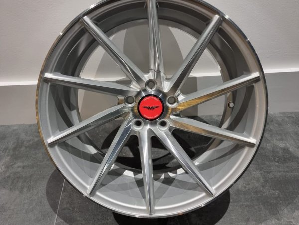 NEW 18 INCH VEEMANN V-FS10 DIRECTIONAL ALLOY WHEELS IN SILVER MACHINED WITH DEEPER CONCAVE 9" REAR 5x112