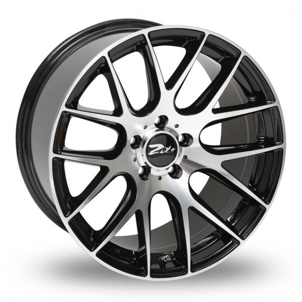 NEW 18 INCH ZITO 935 CSL GTS ALLOY WHEELS IN GLOSS BLACK WITH POLISHED FACE,DEEP CONCAVE 9.5" ALL ROUND 5x112