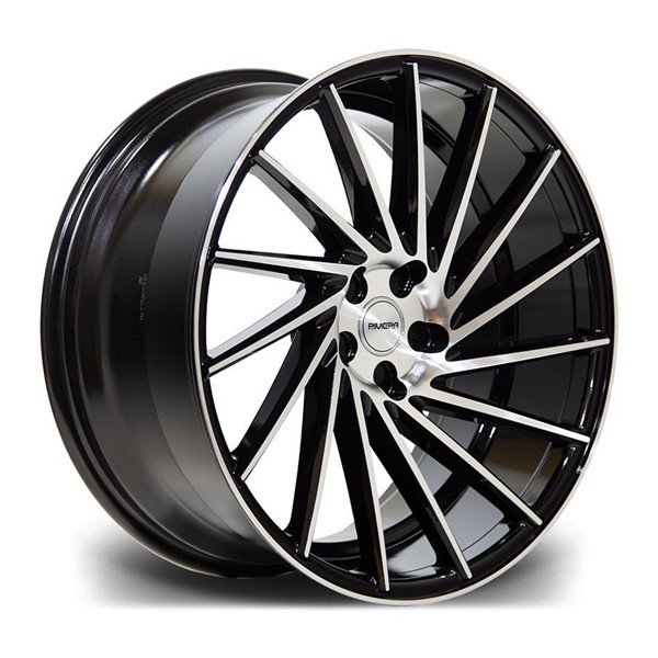 NEW 20 INCH RIVIERA RV135 DIRECTIONAL ALLOY WHEELS IN BLACK WITH POLISHED FACE, DEEPER CONCAVE 9.5" ALL ROUND 5x112