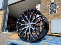 NEW 20" RIVIERA SAFIRE ALLOY WHEELS IN BLACK WITH POLISHED FACE DEEP CONCAVE 10" REARS
