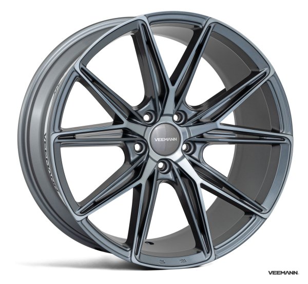 NEW 20 INCH VEEMANN V-FS49 ALLOY WHEELS IN GRAPHITE SMOKE MACHINE WITH DEEPER CONCAVE 10" REAR OPTION 5x120