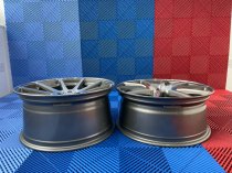 NEW 20 INCH AM 10 SPOKE ALLOY WHEELS IN GUNMETAL WITH POLISHED FACE AND DEEPER CONCAVE 9.5" REAR 5x112