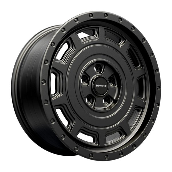 NEW 18 INCH HAWKE HYDRA SWAMPER STYLE ALLOY WHEELS IN SATIN BLACK 980KG LOAD 5x120