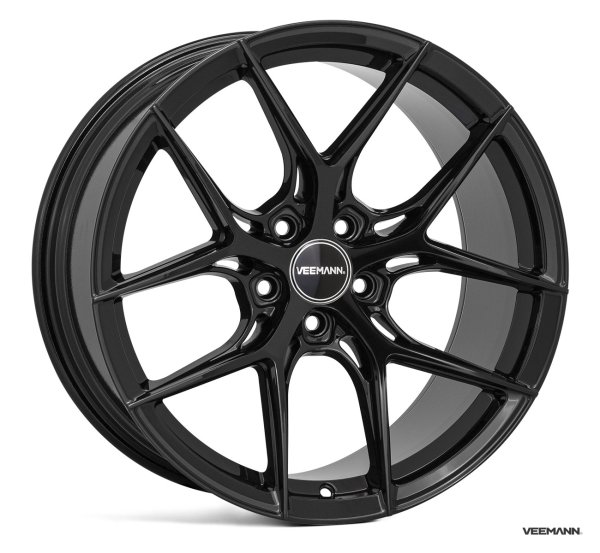 NEW 19 INCH VEEMANN VC580R ALLOY WHEELS IN GLOSS BLACK WITH DEEPER CONCAVE 10" REARS 5x120