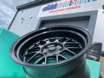 NEW 18 INCH 7TWENTY STYLE 57 FLOW FORMED ALLOY WHEELS IN SATIN BLACK WITH GLOSS DISH, BIG DISH 10.5" REARS