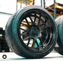 NEW 18 INCH 7TWENTY STYLE 57 FLOW FORMED ALLOY WHEELS IN SATIN BLACK WITH GLOSS DISH, BIG DISH 10.5" REARS