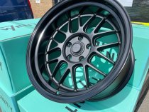 NEW 18 INCH 7TWENTY STYLE 57 FLOW FORMED ALLOY WHEELS IN SATIN BLACK WITH GLOSS DISH, BIG DISH 10.5" REARS