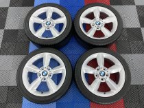 USED 17 INCH GENUINE BMW STYLE 382 1 SERIES 5 SPOKE ALLOY WHEELS, FULLY REFURBED INC VERY GOOD NON RUNFLAT TYRES 5x120