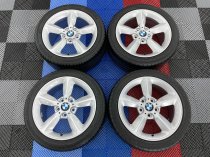 USED 17" GENUINE BMW STYLE 382 1 SERIES 5 SPOKE ALLOY WHEELS, FULLY REFURBED INC VERY GOOD NON RUNFLAT TYRES