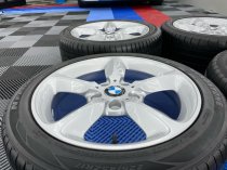 USED 17 INCH GENUINE BMW STYLE 382 1 SERIES 5 SPOKE ALLOY WHEELS, FULLY REFURBED INC VERY GOOD NON RUNFLAT TYRES 5x120