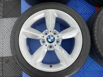 USED 17 INCH GENUINE BMW STYLE 382 1 SERIES 5 SPOKE ALLOY WHEELS, FULLY REFURBED INC VERY GOOD NON RUNFLAT TYRES 5x120