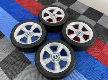 USED 17 INCH GENUINE BMW STYLE 382 1 SERIES 5 SPOKE ALLOY WHEELS, FULLY REFURBED INC VERY GOOD NON RUNFLAT TYRES 5x120