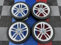 USED 18″ GENUINE BMW STYLE 461M DOUBLE SPOKE ALLOY WHEELS, FULLY REFURBED,WIDE REAR INC VG TYRES