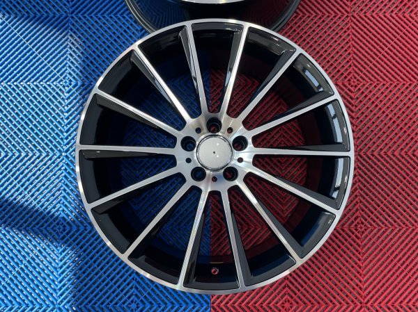 NEW 19 INCH AM MULTI TWIST ALLOY WHEELS IN GLOSS BLACK WITH POLISHED FACE WITH DEEPER 9.5" REAR 5x112
