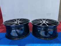 NEW 19 INCH AM MULTI TWIST ALLOY WHEELS IN GLOSS BLACK WITH POLISHED FACE WITH DEEPER 9.5" REAR 5x112