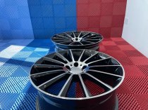 NEW 19 INCH AM MULTI TWIST ALLOY WHEELS IN GLOSS BLACK WITH POLISHED FACE WITH DEEPER 9.5" REAR 5x112