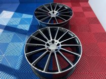 NEW 19 INCH AM MULTI TWIST ALLOY WHEELS IN GLOSS BLACK WITH POLISHED FACE WITH DEEPER 9.5" REAR 5x112