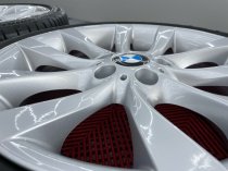 USED 18 INCH GENUINE BMW STYLE 217 1 SERIES V SPOKE ALLOY WHEELS, FULLY REFURBED WIDER 8.5" REAR INC BRIDGESTONE RUNFLAT TYRES 5x120