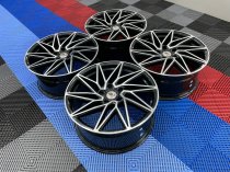 NEW 19 INCH STUTTGART ST20 ALLOY WHEELS IN GLOSS BLACK WITH POLISHED FACE, 8.5"et45 ALL ROUND 5x120
