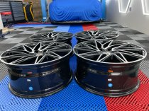 NEW 19 INCH STUTTGART ST20 ALLOY WHEELS IN GLOSS BLACK WITH POLISHED FACE, 8.5"et45 ALL ROUND 5x120