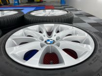 USED 17" GENUINE BMW STYLE 188 E90 V SPOKE ALLOY WHEELS, WIDE REARS, FULLY REFURBED INC RUNFLAT TYRES