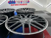 NEW 19 INCH FOX VR3 ALLOY WHEELS IN GUNMETAL WITH POLISHED LIP AND DEEPER 9" REARS 5x120/112