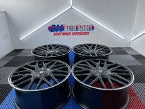 NEW 19 INCH FOX VR3 ALLOY WHEELS IN GUNMETAL WITH POLISHED LIP AND DEEPER 9" REARS 5x120/112