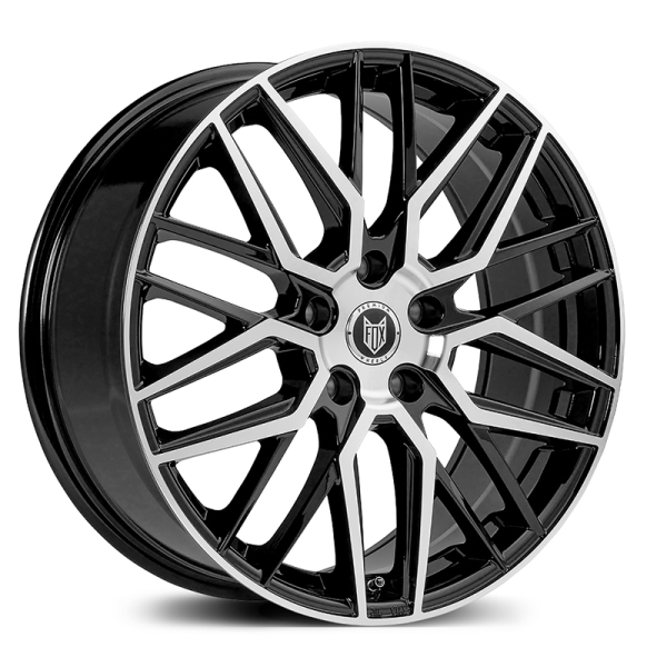 NEW 19" FOX BMA ALLOY WHEELS IN GLOS BLACK WITH POLISHED FACE AND WIDER 8.5" REARS