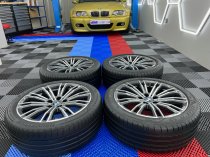 USED 18 INCH GENUINE BMW STYLE 790 M SPORT G20 3 SERIES ALLOY WHEELS, NEAR UNMARKED ,WIDE REAR INC TYRES AND TPMS 5x112