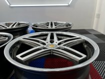 NEW 19 INCH CADES STRIKE ALLOY WHEELS IN GUNMETAL POLISHED AND STAINLESS STEEL DISH, DEEPER CONCAVE 9.5" REAR 5x112
