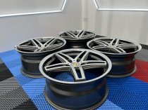 NEW 19 INCH CADES STRIKE ALLOY WHEELS IN GUNMETAL POLISHED AND STAINLESS STEEL DISH, DEEPER CONCAVE 9.5" REAR 5x112