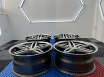 NEW 19 INCH CADES STRIKE ALLOY WHEELS IN GUNMETAL POLISHED AND STAINLESS STEEL DISH, DEEPER CONCAVE 9.5" REAR 5x112