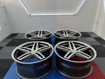 NEW 19 INCH CADES STRIKE ALLOY WHEELS IN GUNMETAL POLISHED AND STAINLESS STEEL DISH, DEEPER CONCAVE 9.5" REAR 5x112