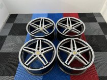NEW 19 INCH CADES STRIKE ALLOY WHEELS IN GUNMETAL POLISHED AND STAINLESS STEEL DISH, DEEPER CONCAVE 9.5" REAR 5x112