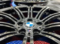 USED 19 INCH GENUINE BMW STYLE 220M E92 M3 FORGED ALLOY WHEELS, WIDE REAR, FULL REFURB IN GLOSS BLACK 5x120