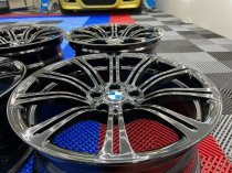 USED 19 INCH GENUINE BMW STYLE 220M E92 M3 FORGED ALLOY WHEELS, WIDE REAR, FULL REFURB IN GLOSS BLACK 5x120