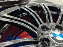 USED 19 INCH GENUINE BMW STYLE 220M E92 M3 FORGED ALLOY WHEELS, WIDE REAR, FULL REFURB IN GLOSS BLACK 5x120