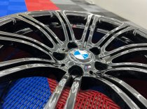 USED 19 INCH GENUINE BMW STYLE 220M E92 M3 FORGED ALLOY WHEELS, WIDE REAR, FULL REFURB IN GLOSS BLACK 5x120