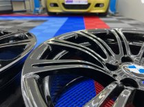 USED 19 INCH GENUINE BMW STYLE 220M E92 M3 FORGED ALLOY WHEELS, WIDE REAR, FULL REFURB IN GLOSS BLACK 5x120