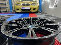 USED 19" GENUINE BMW STYLE 220M E92 M3 FORGED ALLOY WHEELS, WIDE REAR, FULL REFURB IN GLOSS BLACK